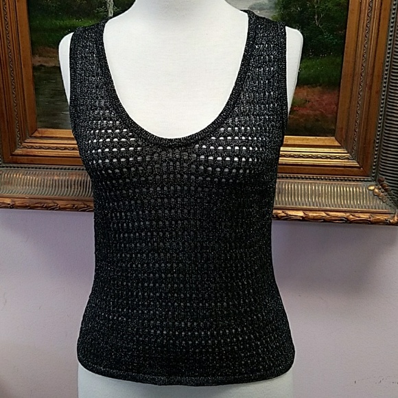 St. John Sport by Marie Gray Tops - St John Sport M Silver Glitter Knit Tank Top